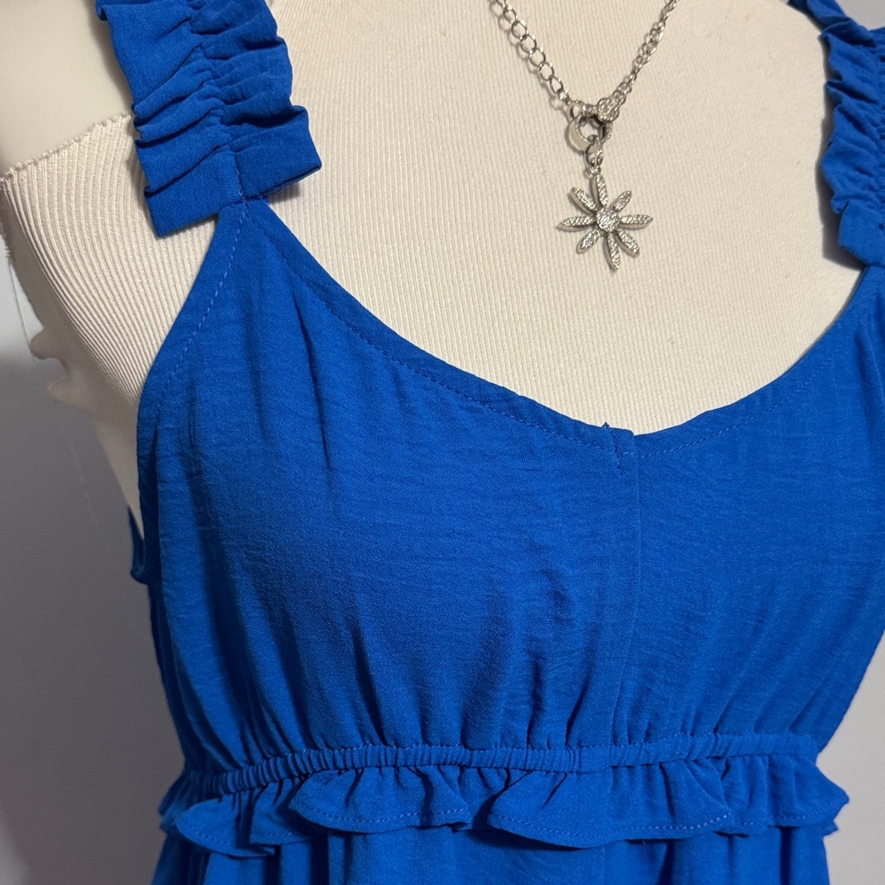 Royal Blue Ruffle Strap Romper - Picture 2 of 4